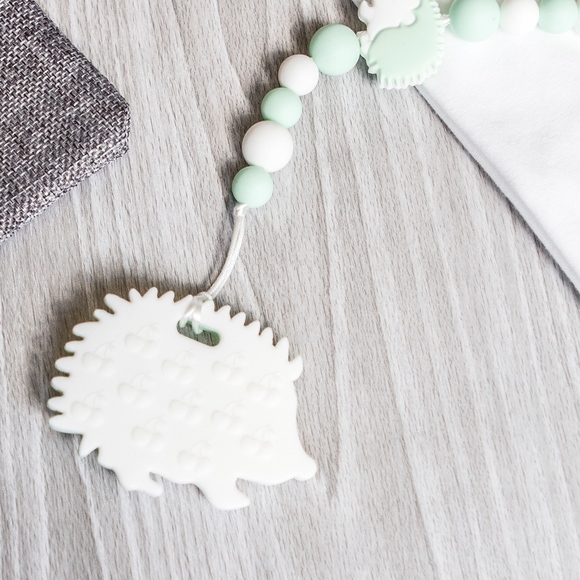 Green Hedgehog Teether, Non-Toxic Silicone Teether - Picture 3 of 8